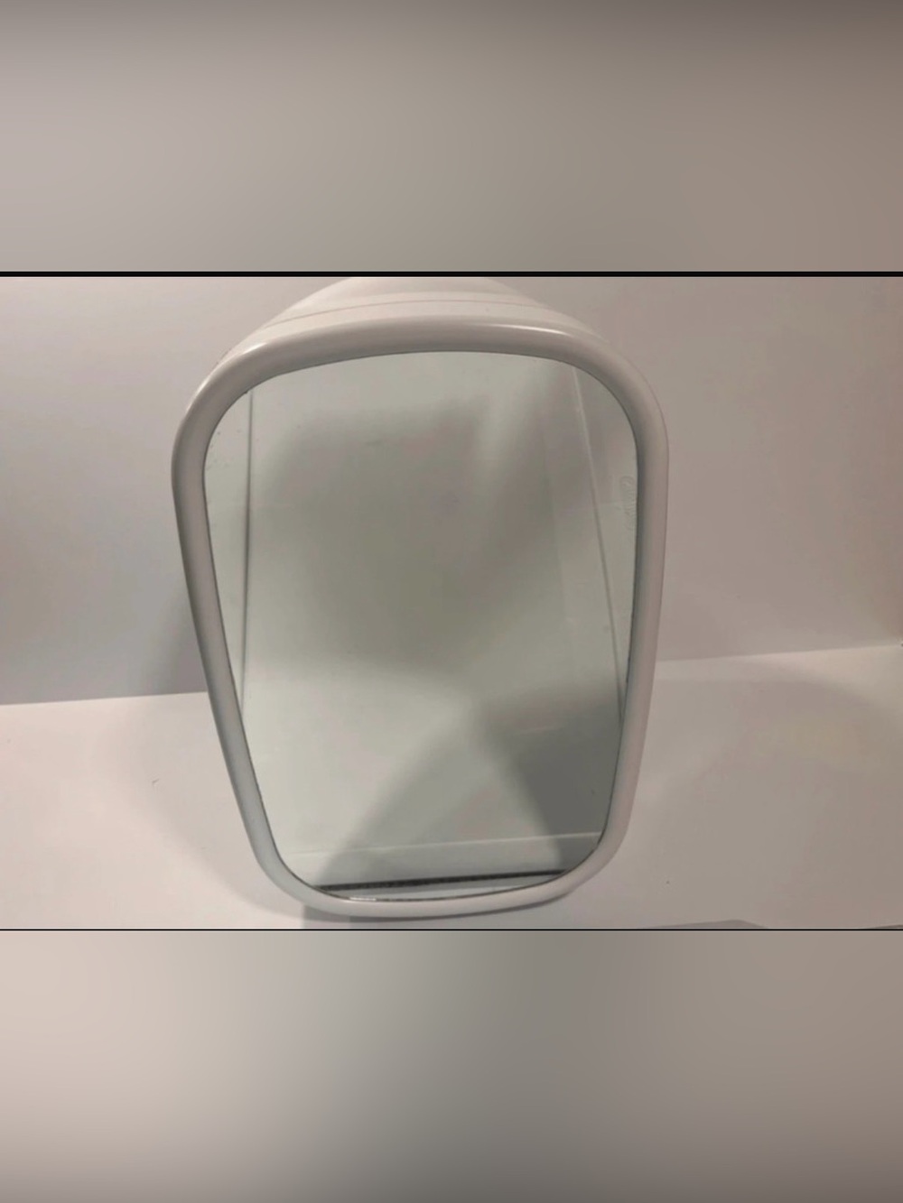 White mini Cosmetic Fridge with Sleek Oval Vanity Mirror